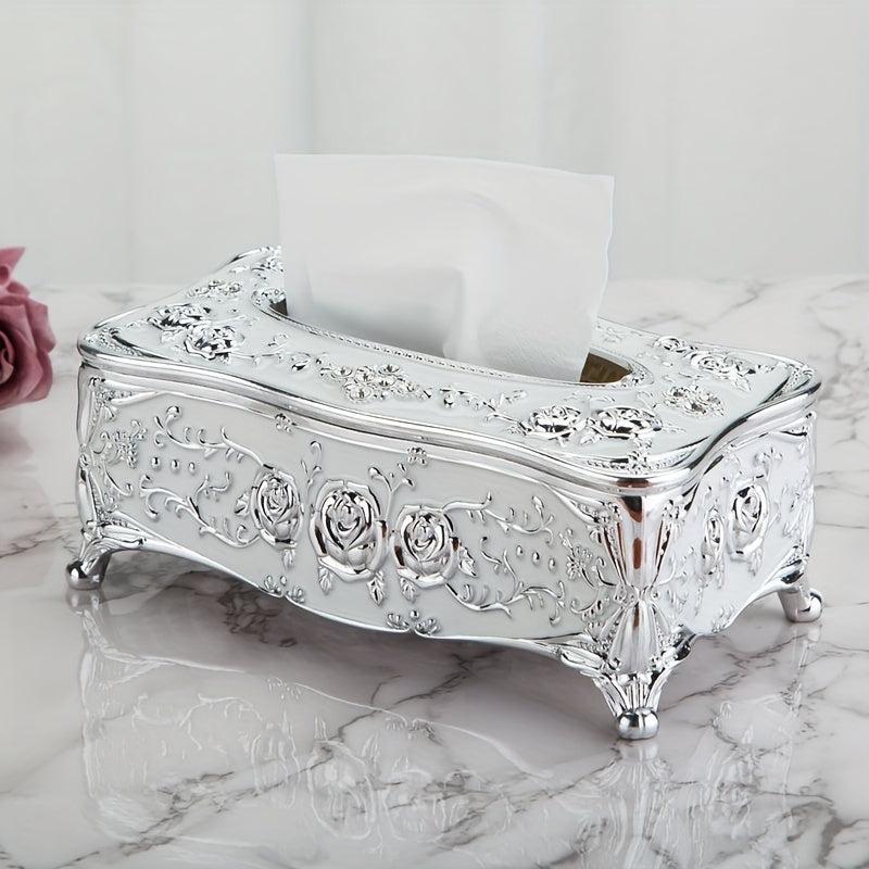 Rose Embossed Tissue Box Holder For Home Living Room KTV Hotel