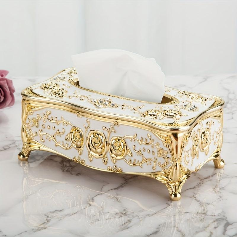 Rose Embossed Tissue Box Holder For Home Living Room KTV Hotel
