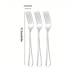6pcs Stainless Steel Dinner Salad Dessert Forks Mirror Polished