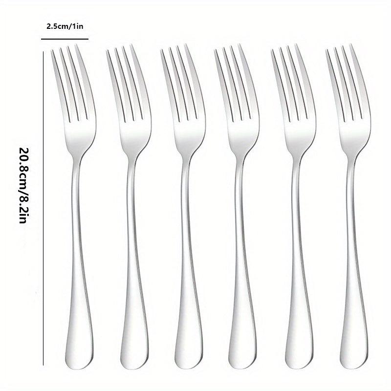 6pcs Stainless Steel Dinner Salad Dessert Forks Mirror Polished