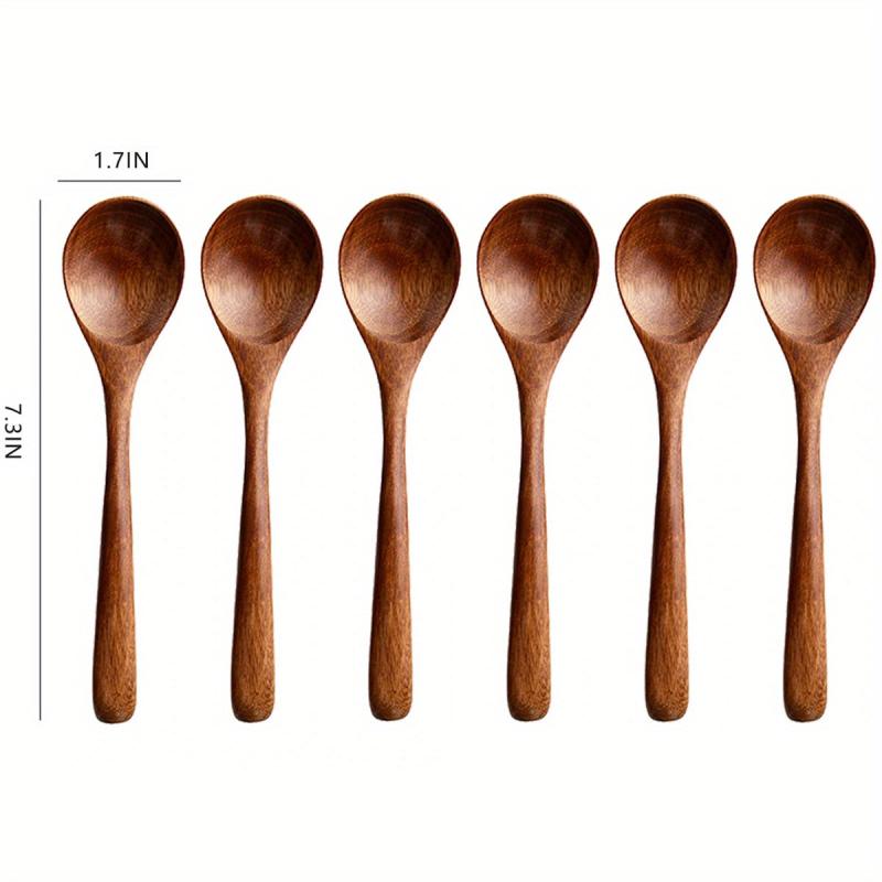 6pc Vintage Wooden Spoons, Durable & Stylish Kitchen Utensils