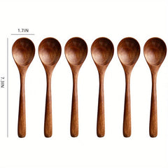 6pc Vintage Wooden Spoons, Durable & Stylish Kitchen Utensils