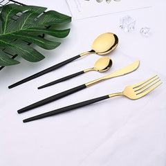 24pcs Stainless Steel Cutlery Set Fork Spoon Tableware Set Dinnerware Set