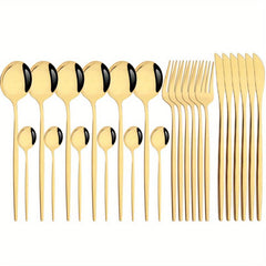 24pcs Stainless Steel Cutlery Set Fork Spoon Tableware Set Dinnerware Set