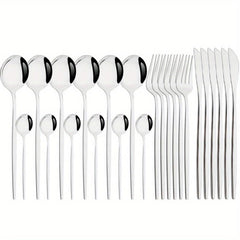 24pcs Stainless Steel Cutlery Set Fork Spoon Tableware Set Dinnerware Set