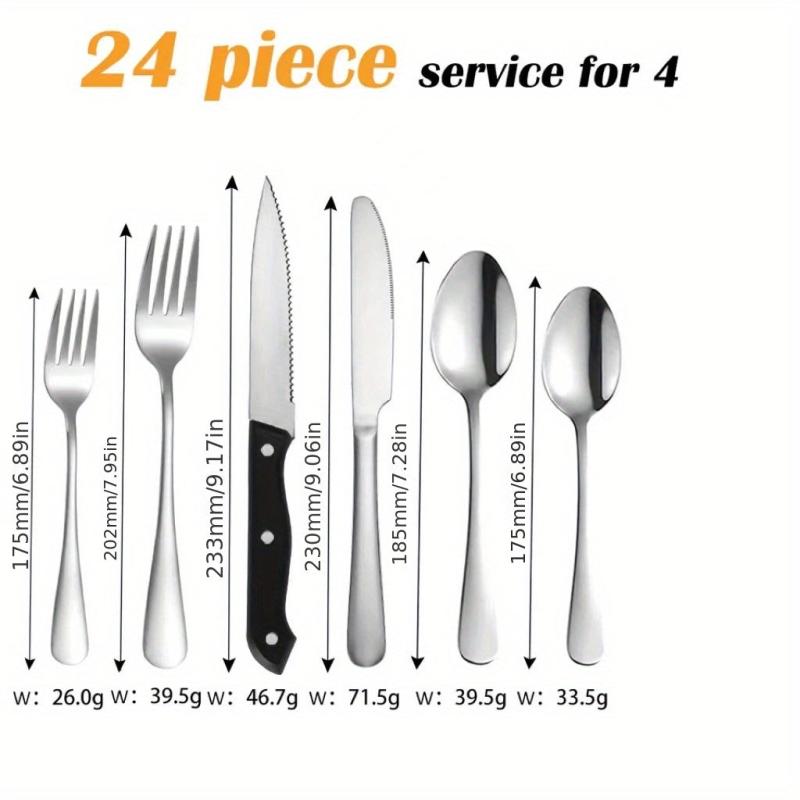 24pcs Unique Stainless Steel Flatware Cutlery Set For 4