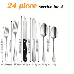 24pcs Unique Stainless Steel Flatware Cutlery Set For 4