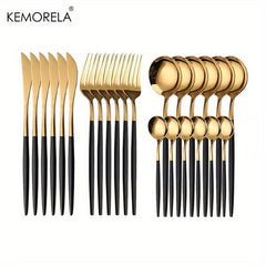 24pcs Stainless Steel Mirror Polished Silverware Set