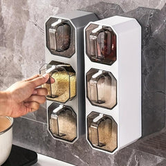 Wall Mounted Spice Jars Set with Seasoning Containers