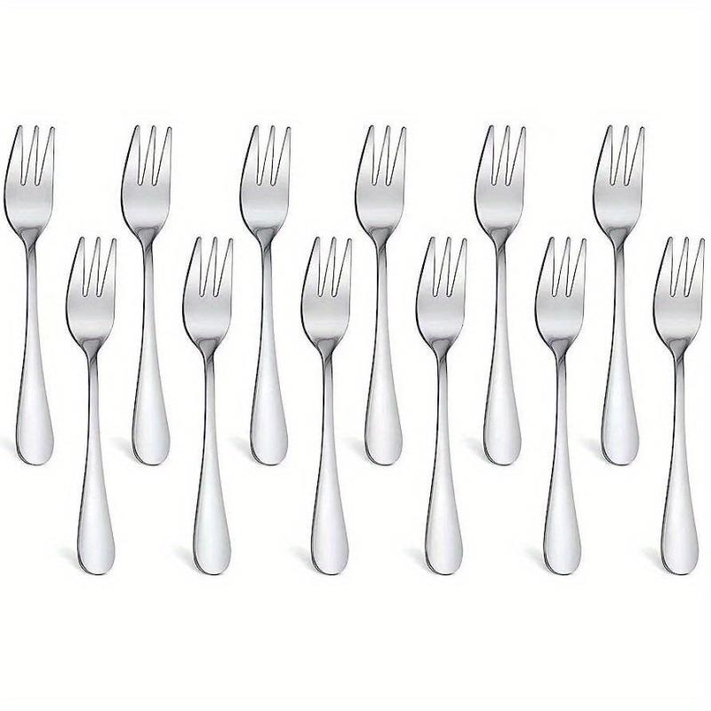 12pcs Stainless Steel Pastry Fork Set 5.5in Mirror Polished Cake Dessert Fork