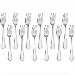 12pcs Stainless Steel Pastry Fork Set 5.5in Mirror Polished Cake Dessert Fork