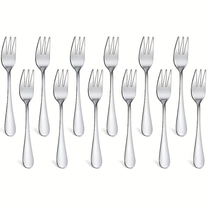 12pcs Stainless Steel Pastry Fork Set 5.5in Mirror Polished Cake Dessert Fork