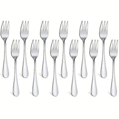 12pcs Stainless Steel Pastry Fork Set 5.5in Mirror Polished Cake Dessert Fork