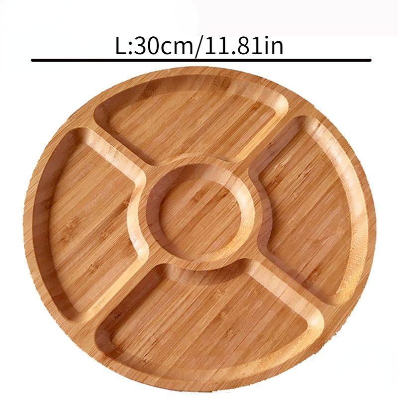 1pc Wooden Plate Cheese Board Five Grids Food Tray Multifunctional Fruit Tray