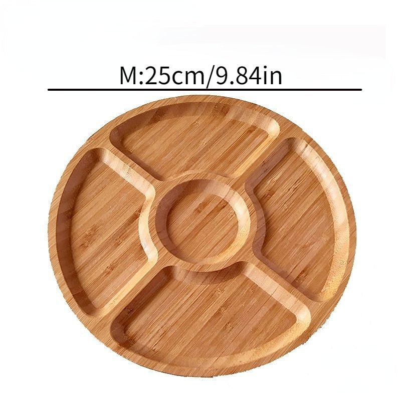1pc Wooden Plate Cheese Board Five Grids Food Tray Multifunctional Fruit Tray