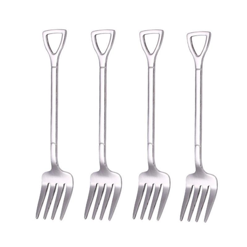 4pcs Stainless Steel Fruit Cake Dessert Forks Creative Shape Tableware