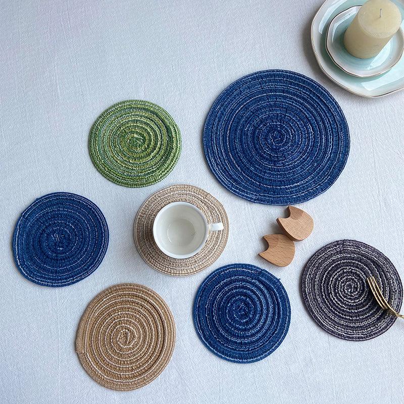 Nordic Style Round Placemat Cotton Yarn Dinner Mat