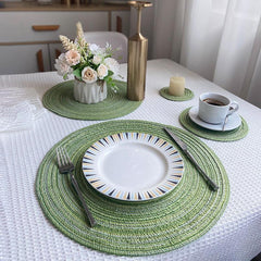 Nordic Style Round Placemat Cotton Yarn Dinner Mat