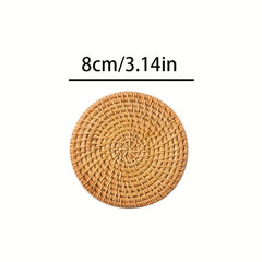 Rattan Braided Coaster Heat Insulation Mat Kitchen Decoration