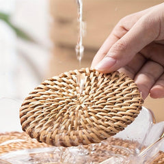 Rattan Braided Coaster Heat Insulation Mat Kitchen Decoration