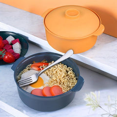 Reusable Ramen Bowl with Lid - Unbreakable, Non-Slip Casserole Bowl