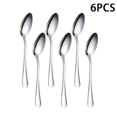 6pcs Stainless Steel Meal Spoon Soup Spoon Coffee Spoon Dessert Spoon Tea Spoon