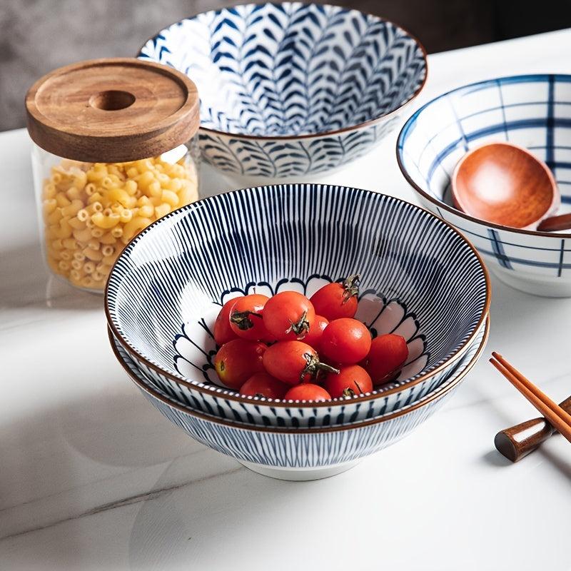 4pcs Ceramic Underglaze Bowls 17.78 Cm High Footed Tub Bowl