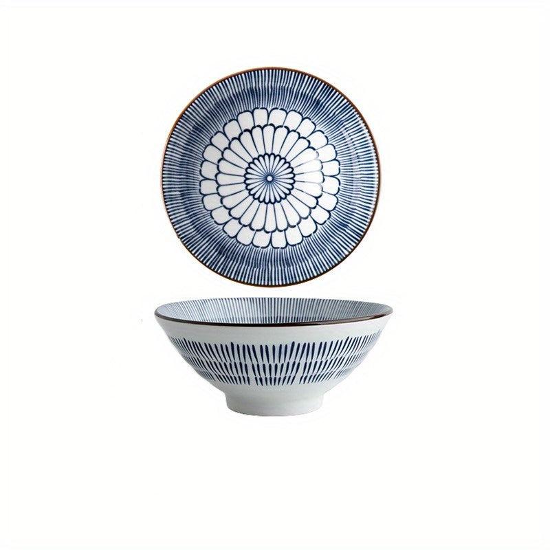 4pcs Ceramic Underglaze Bowls 17.78 Cm High Footed Tub Bowl