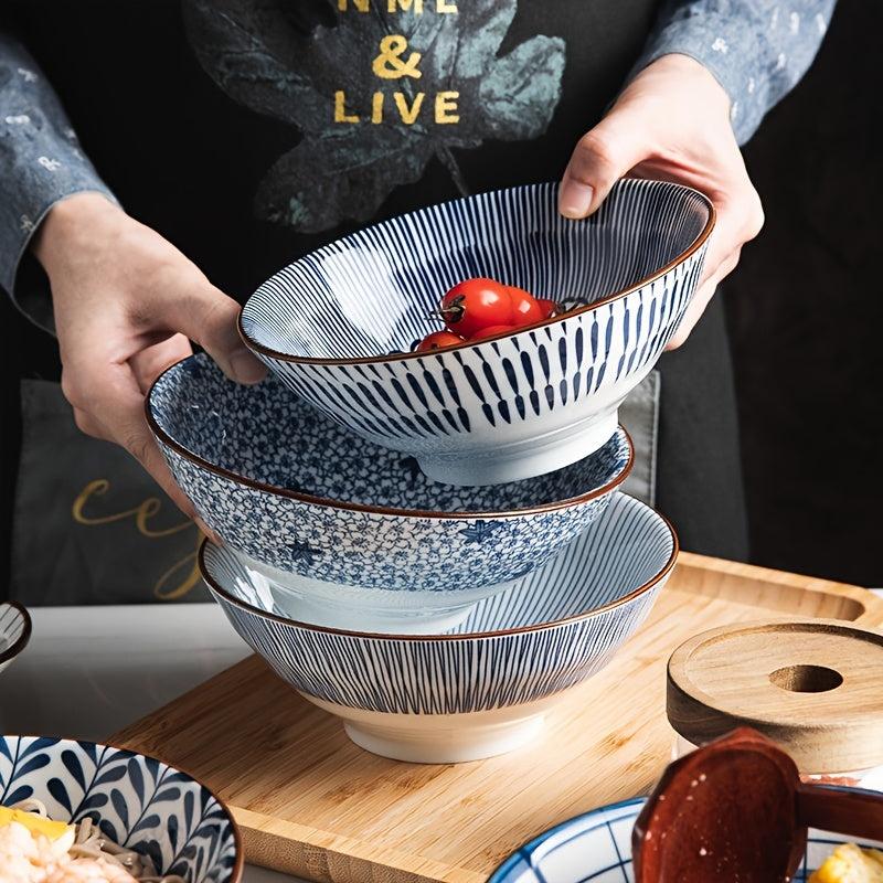 4pcs Ceramic Underglaze Bowls 17.78 Cm High Footed Tub Bowl