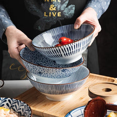 4pcs Ceramic Underglaze Bowls 17.78 Cm High Footed Tub Bowl