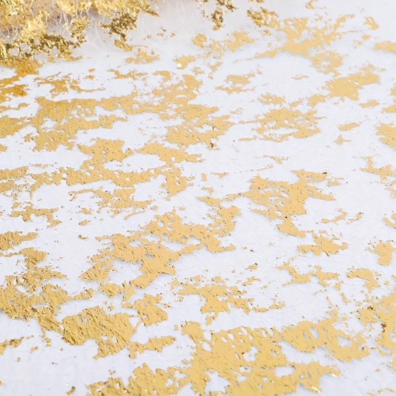 Linen Table Runner Metallic Golden Foil Mesh Table Flag Wedding Decor
