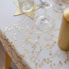 Stars Metallic Table Runner 27 94x274 32 Cm Glitter Thin Mesh