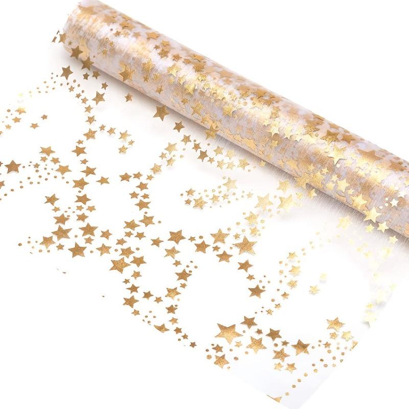 Stars Metallic Table Runner 27 94x274 32 Cm Glitter Thin Mesh