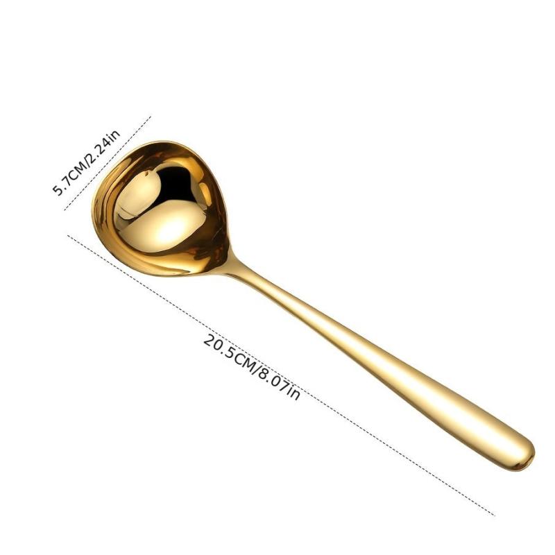 Stainless Steel Deep Soup Spoon Western Food Tableware Ladle Ramen Spoon