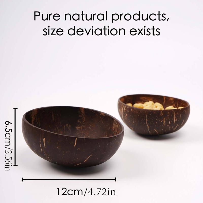 Coconut Bowl Wooden Bowl For Dessert Soup With Spoon Milk Rice Bowl