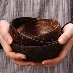 Coconut Bowl Wooden Bowl For Dessert Soup With Spoon Milk Rice Bowl