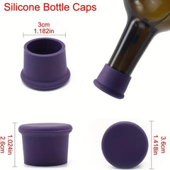 6pcs Reusable Silicone Wine Stoppers Non-leakage Wine Bottle Cap