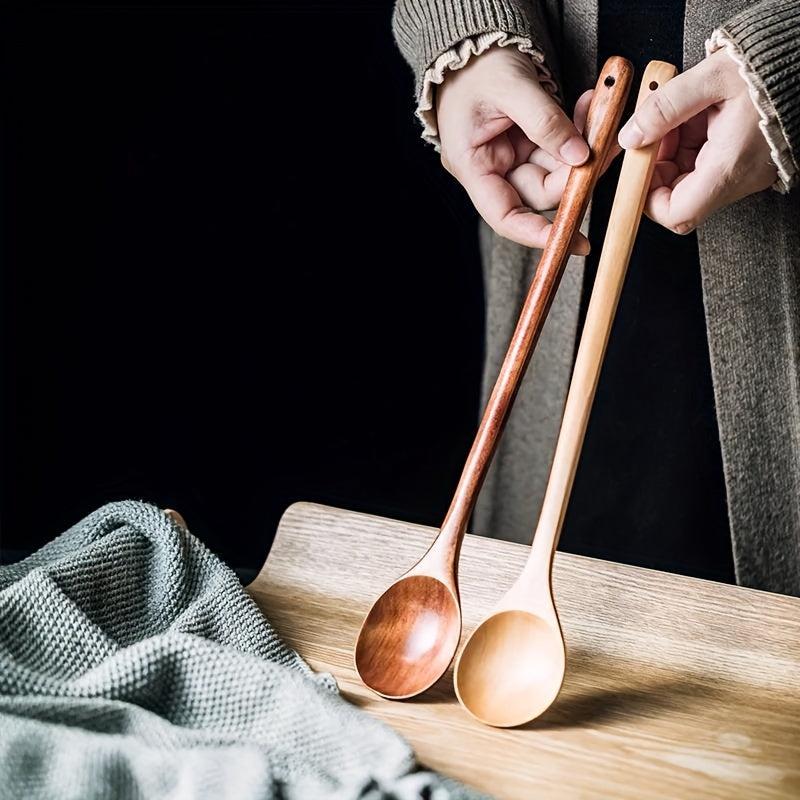 1pc Wooden Mixing Spoon Salad Servers Cooking Spoons Wood Kitchen Utensils