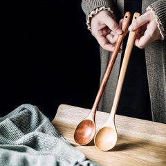1pc Wooden Mixing Spoon Salad Servers Cooking Spoons Wood Kitchen Utensils