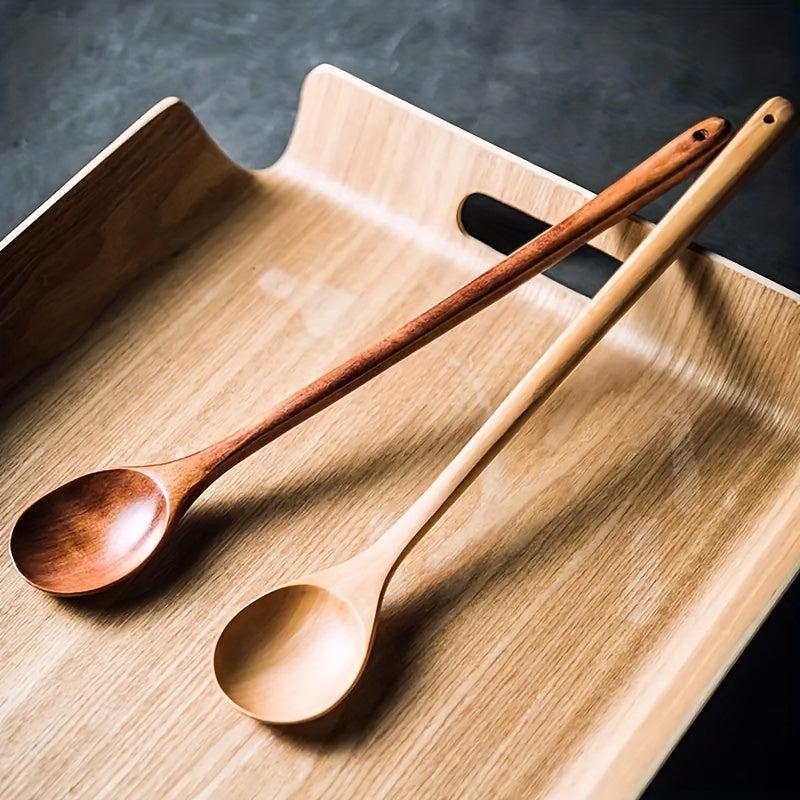 1pc Wooden Mixing Spoon Salad Servers Cooking Spoons Wood Kitchen Utensils