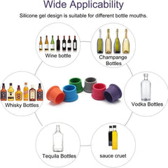 6pcs Reusable Silicone Wine Stoppers, Beer Bottle Caps, Wine Preservers