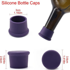 6pcs Reusable Silicone Wine Stoppers, Beer Bottle Caps, Wine Preservers