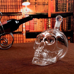 Crystal Skull Head Vodka Whiskey Drinking Bottle 19oz Home Bar Decanter