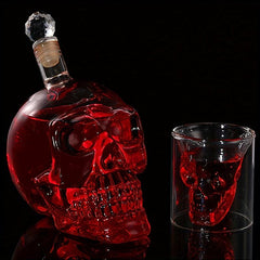 Crystal Skull Head Vodka Whiskey Drinking Bottle 19oz Home Bar Decanter