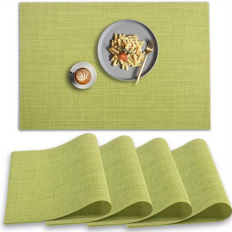 4pcs PVC Placemats Non Slip Washable Vinyl Placemats Style Plaid Pads