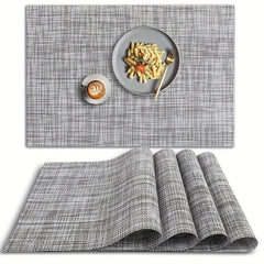 4pcs PVC Placemats Non Slip Washable Vinyl Placemats Style Plaid Pads