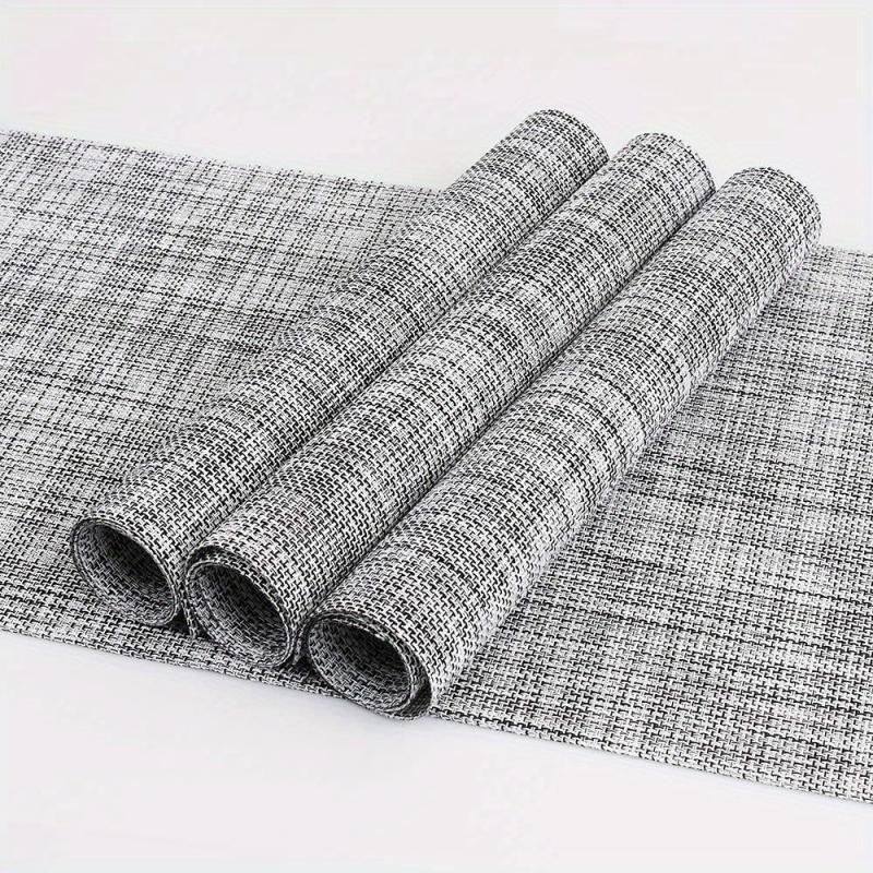4pcs PVC Placemats Non Slip Washable Vinyl Placemats Style Plaid Pads