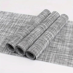 4pcs PVC Placemats Non Slip Washable Vinyl Placemats Style Plaid Pads