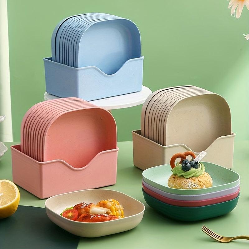 5pcs Reusable Dinner Plates Washable Dessert Plate With Attached Base