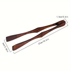 High Temp Wooden Food Tong for Steak BBQ Salad Dessert